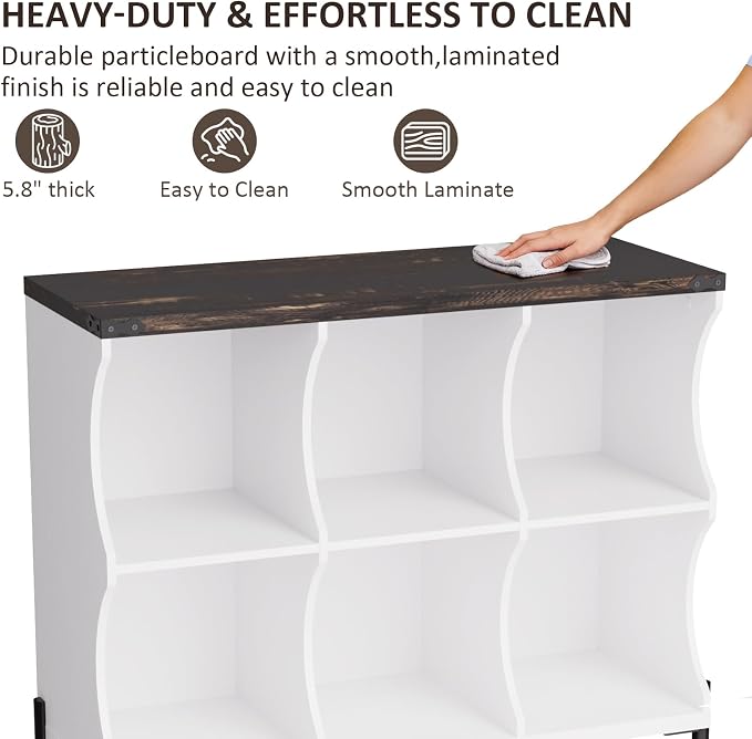6 Cube Storage Shelf Organizer, Low Book Shelf Bookcase Entryway Table - Image 4