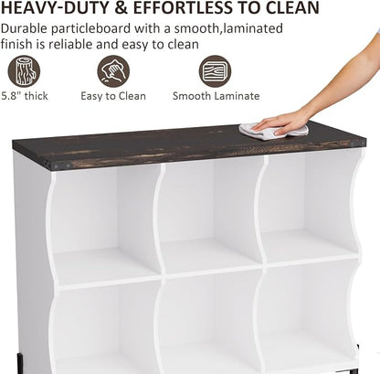 6 Cube Storage Shelf Organizer, Low Book Shelf Bookcase Entryway Table - Image 4