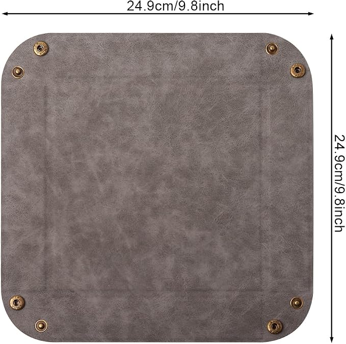 Valet Tray Desktop Storage Organizer – Premium PU Leather Catchall Bedside - Image 3
