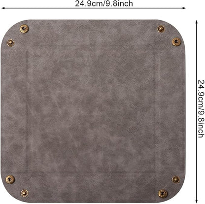 Valet Tray Desktop Storage Organizer – Premium PU Leather Catchall Bedside - Image 3