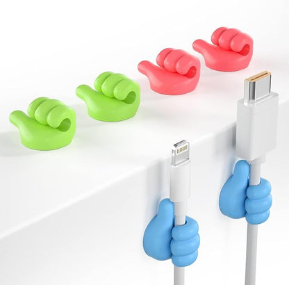 12Pcs Cable Clips, Fun Cord Holders, Silicone Thumb Wall Hooks, Cord Organizer by iToleeve