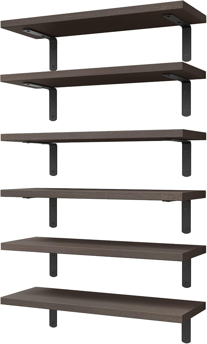 WOPITUES Wood Floating Shelves Set of 6, Shelves by WOPITUESOfficial