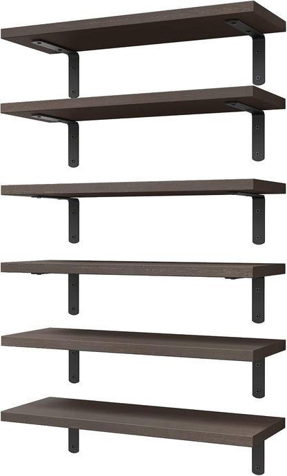WOPITUES Wood Floating Shelves Set of 6, Shelves by WOPITUESOfficial