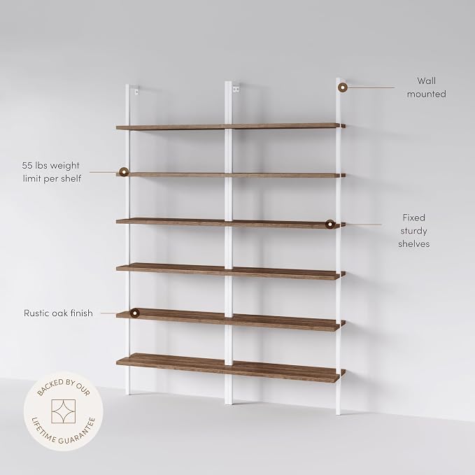 Nathan James Theo 6-Shelf Tall Bookcase, Wall Mount Bookshelf - Image 4