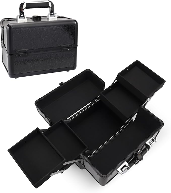 Large Makeup Train Case Cosmetic Organizer Case Makeup Box Portable Make Up by Unknown