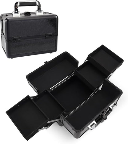 Large Makeup Train Case Cosmetic Organizer Case Makeup Box Portable Make Up by Unknown