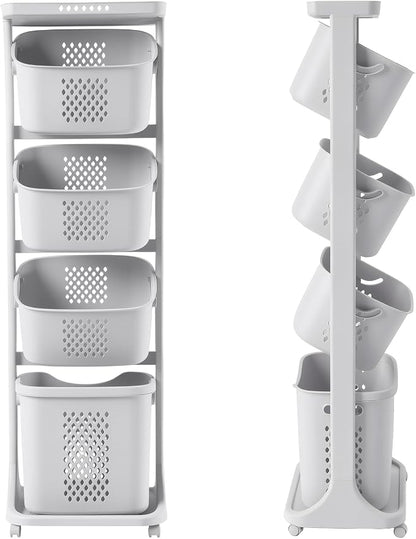 4 Tier Rolling Laundry Sorter Cart, Laundry Hamper by diowewea
