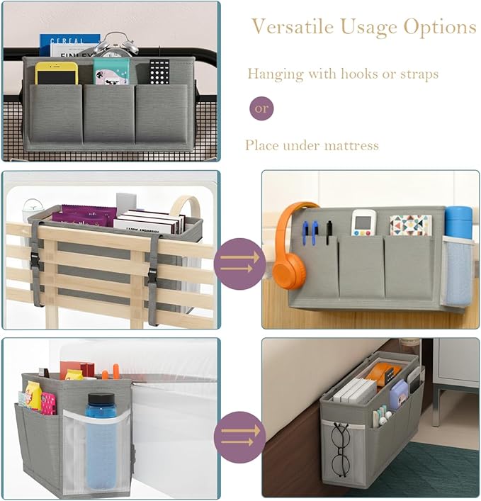 Dual-Purpose Bedside Caddy Organizer Hanging Storage Bag Dorm Storage - Image 6