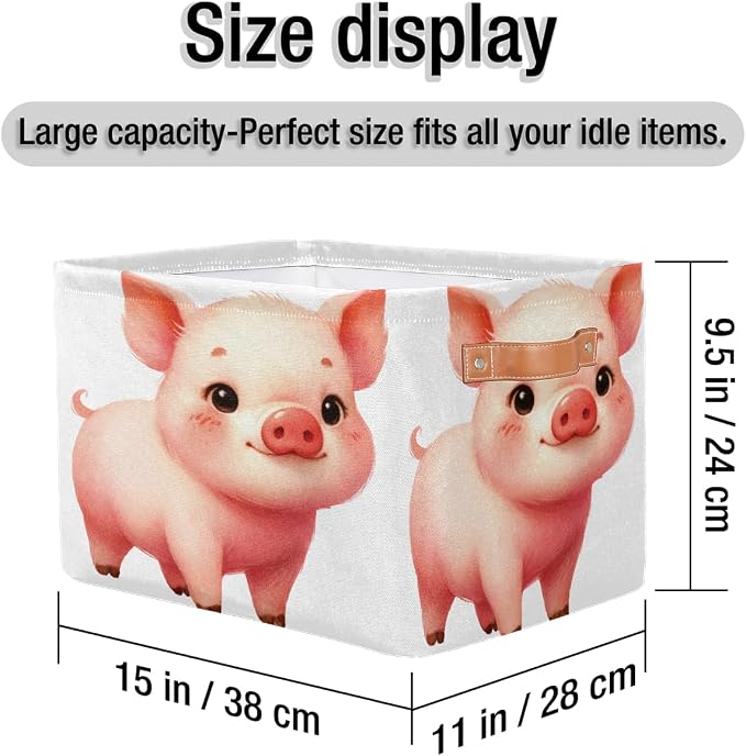 Pardick Basket Storage Bins Cute Animal Pig Rectangle Cube Basket Box Kids - Image 4