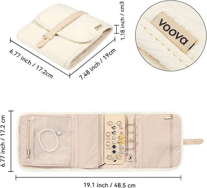 Voova Travel Jewelry Holder Organizer Case, Small Jewelry Storage Bag - Image 5