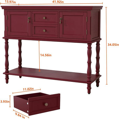 ARTPOWER Console Table with 2 Drawers, Retro Entryway Table with 2 Door - Image 2