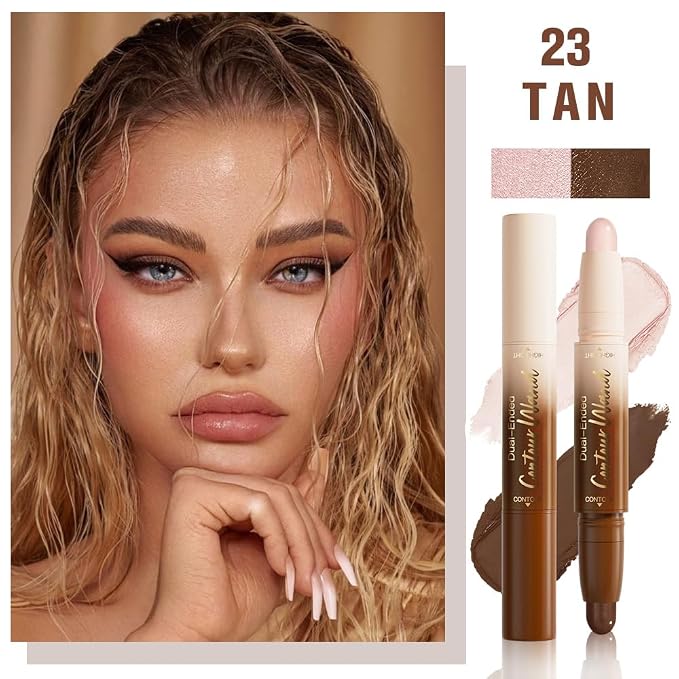 evpct Darker Nude & Light Pink Cream Contour Stick Face Body Makeup Dual Ended - Image 2