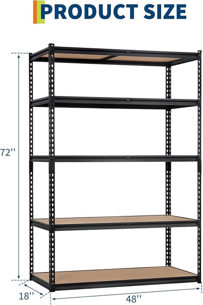 Storage Shelving Unit, 5-Tier Adjustable Metal Storage Shelves - Image 2