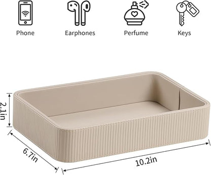 PU Leather Valet Tray Organizer, Modern Nightstand Organizer Bedside Desktop - Image 7