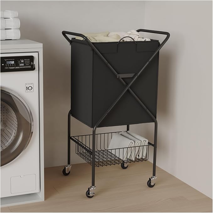 Laundry Basket with Wheels:88L Rolling Laundry Cart Foldable Metal Frame Dirty by Unknown