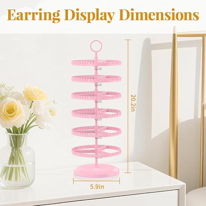 EsLuker.ly Earring Holder Organizer Rotating Stud Display Tree Rack, 6 Tier | - Image 4