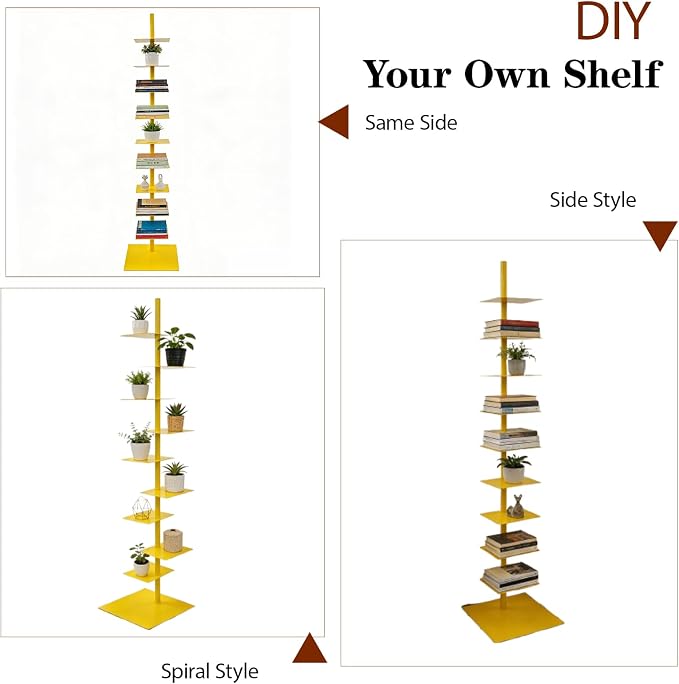 9 Tier Metal Spine Bookshelf Tower, Adjustable Vertical Tower - Image 6