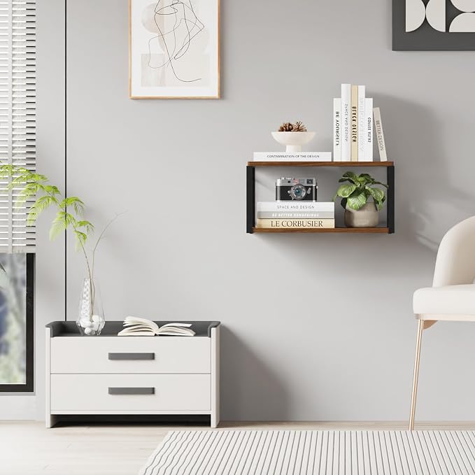 Floating Nightstand, Wood Bedside Shelf Wall Mounted Nightstand, Floating - Image 8