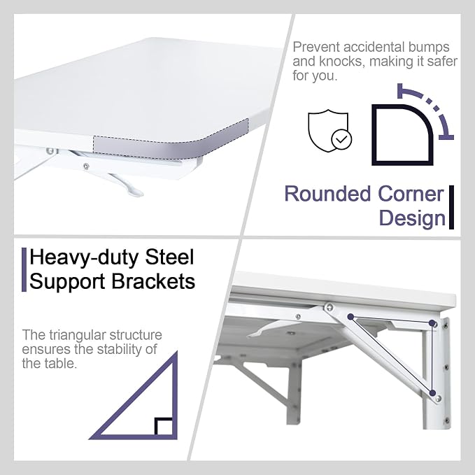 TEAMIX Wall Mounted Folding Table, Utility Room, Laundry Room - Image 4