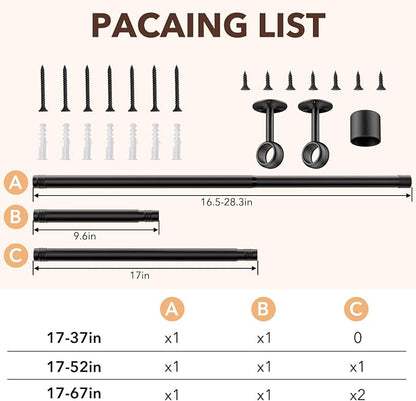 SUTINE Closet Rod, Closet Rods for Hanging Clothes, 17 to 52 inch Adjustable - Image 2