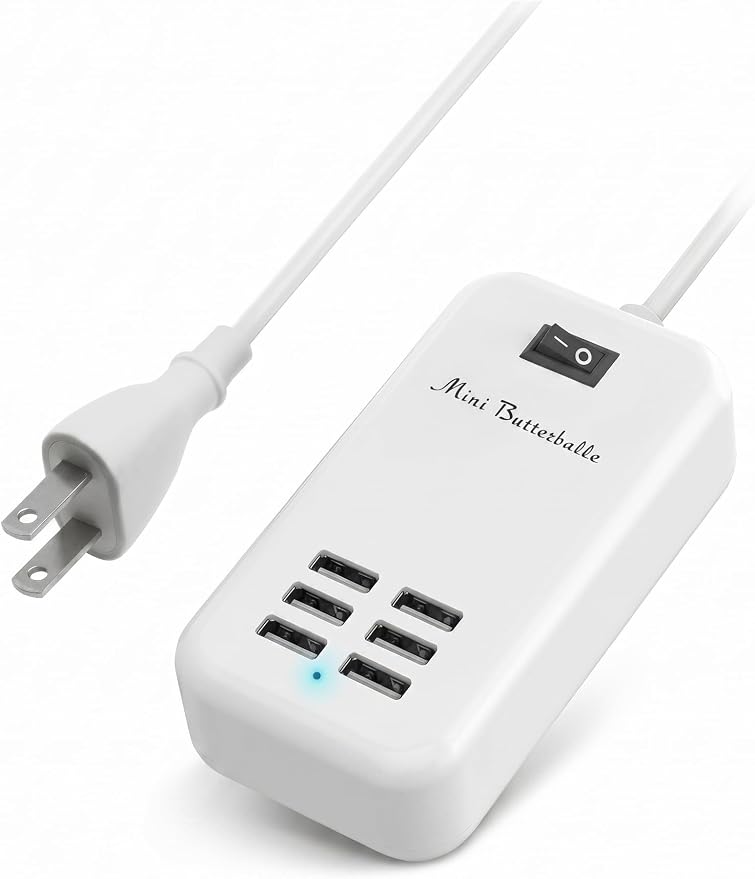 6 Ports USB Charger Hub Desktop US Plug AC Power Wall Travel Charging Adapter by Mini+Butterballe