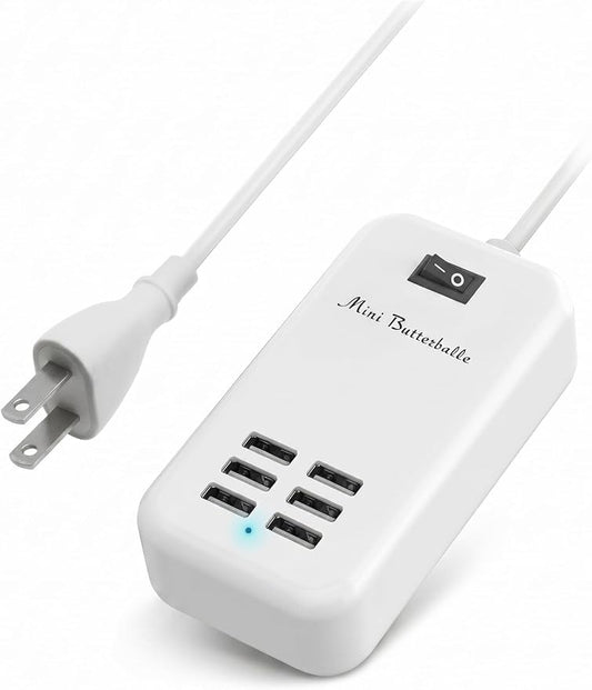 6 Ports USB Charger Hub Desktop US Plug AC Power Wall Travel Charging Adapter by Mini+Butterballe