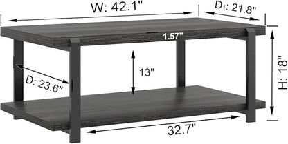 FOLUBAN Modern Coffee Table, Rustic Wood Center Table - Image 2