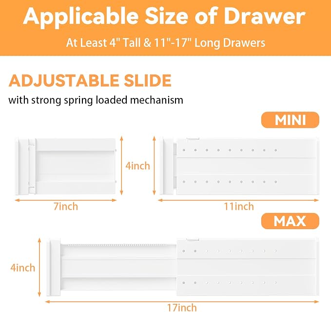 REBECAT 5 Pack Drawer Dividers for Clothes Adjustable Drawer Dividers 4" High - Image 2
