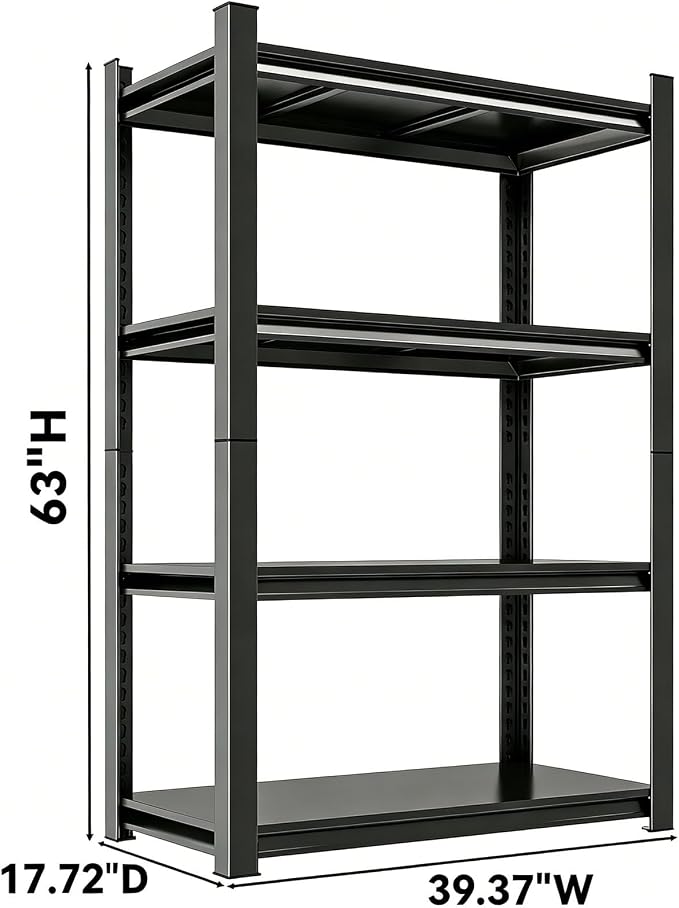 18" D Garage Shelving Heavy Duty, 4 Tier Adjustable Steel Storage Racks - Image 3