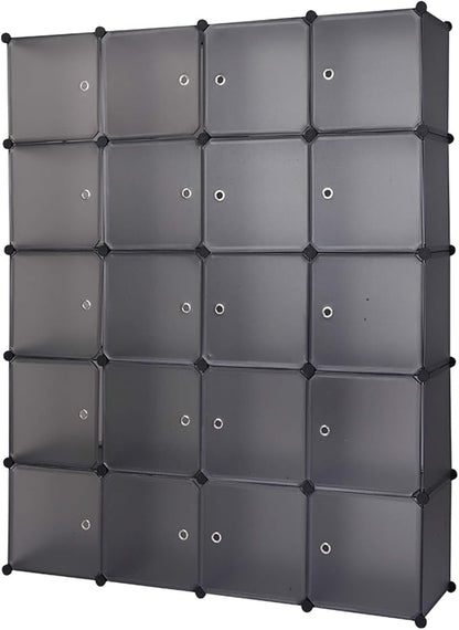 Cube Storage Organizer, 20-Cube Plastic Closet Cabinet, DIY Plastic Modular by Volowoo
