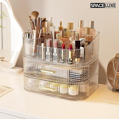Makeup Organizer with Drawers and 360° Rotating Brush Holder, Large Capacity - Image 8
