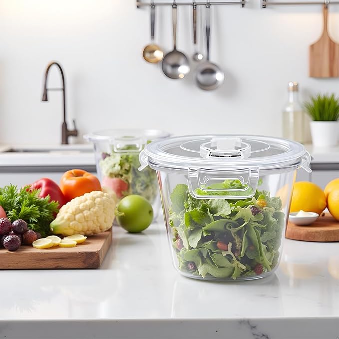 H.JSS WDJS 3 Cup Round Glass Meal Prep Containers - Image 3