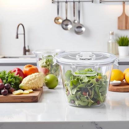 H.JSS WDJS 3 Cup Round Glass Meal Prep Containers - Image 3