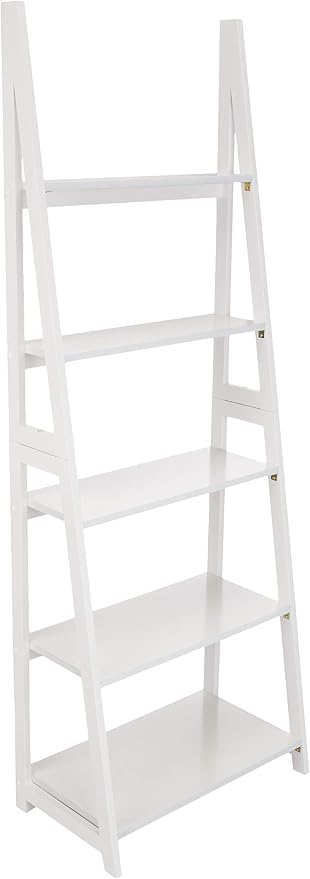 Amazon Basics Ladder Bookshelf Organizer, Solid Rubberwood Frame, 14D x 24.8W x by AmazonBasics