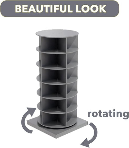 Rotating Shoe Rack Tower, Wooden Spinning Shoe Organizer, Free Standing 360° - Image 5