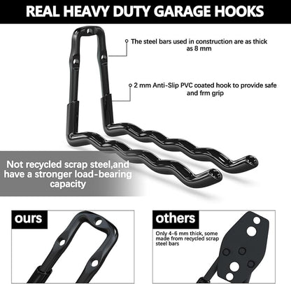 3-H Heavy Duty Garage Hooks 14 Pack, One-Piece Construction Garage Wall Hooks - Image 2