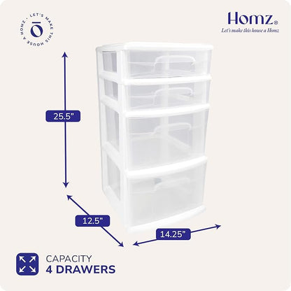 Homz 4 Drawer Plastic Storage and Organizer Cart, Rolling Cabinet - Image 3