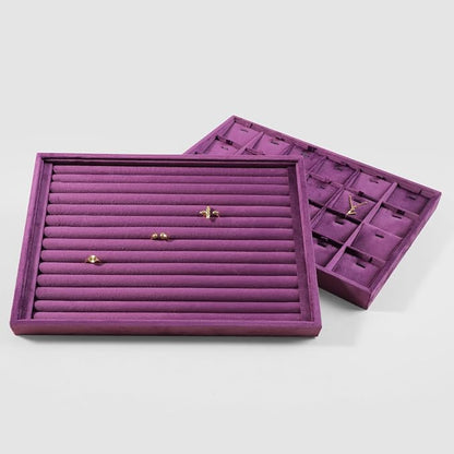 Velvet Ring Display Tray, Stackable Muilt Slot Rings Ear Stud Storage Tray - Image 6