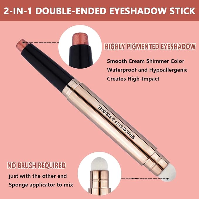 Orange Brown Eyeshadow Stick Makeup, Highlighter Matte Cream Eye Shadow Pencil - Image 3