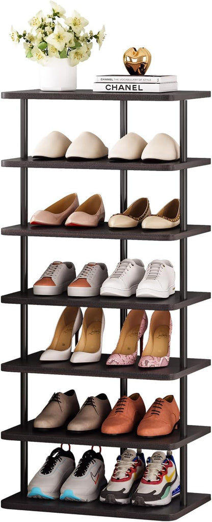 SORCEDAS Shoe Rack Vertical Shoe Shelf Narrow Tall Storage by SpecialYourHome
