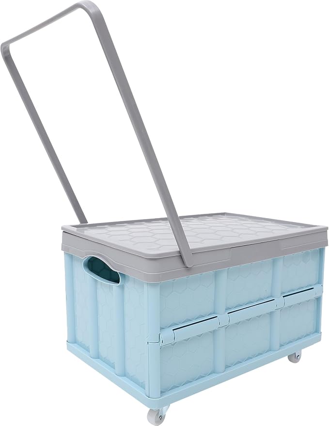 Collapsible Storage Bins with Lids, Folding Plastic Stackable Utility Crates 30L by cabilock