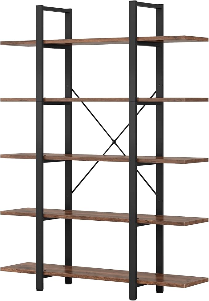 Tribesigns 5-Tier Bookshelf, Vintage Industrial Style Bookcase 72 H x 12 W x - Image 5
