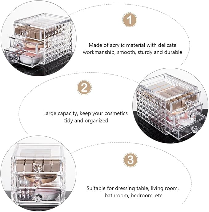 Clear Acrylic Makeup Organizer Drawer Cosmetic Storage Case - Image 7