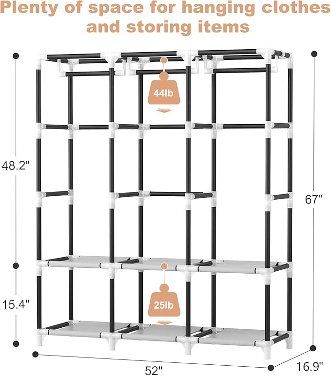 VTRIN Portable Closet Wardrobe for Hanging Clothes Closet - Image 3