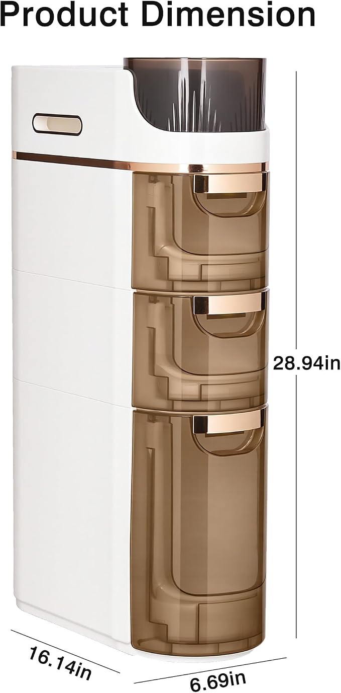 VECELO 3-Tier Slim Bathroom Storage Cabinet - Image 2