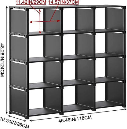 12 Cube Storage Organizer Book Shelves, DIY Open Stackable Bookshelf, Extra - Image 2