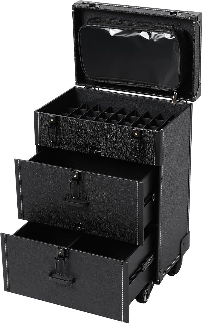 Professional Rolling Makeup Case, Large Cosmetic Trolley by Lidhujnk