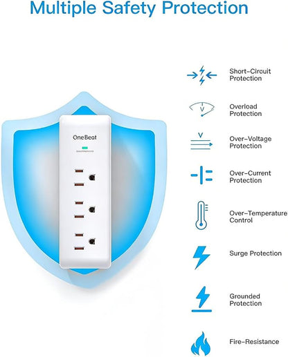 2 Pack Surge Protector Outlet Extender, 9 AC Multi Outlet Wall Plug - Image 5