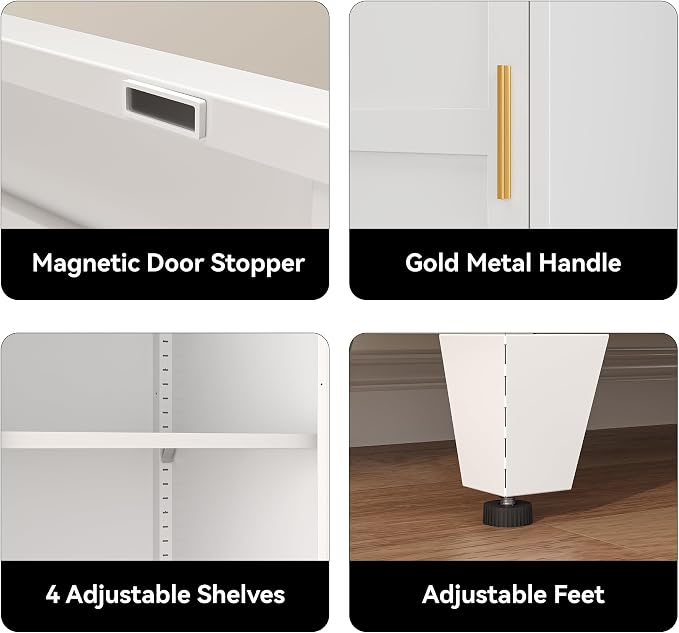 COFaR 67" Tall Metal Pantry Cabinet, Slim Freestanding Cupboard - Image 6