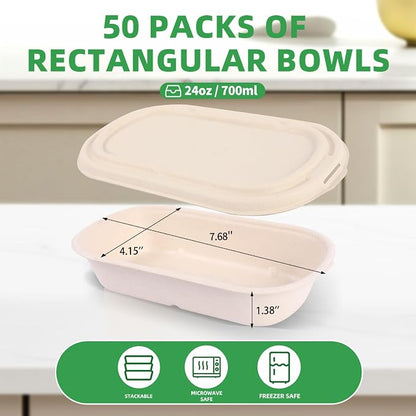 50Pcs Disposable Meal Prep Food Containers - Image 2